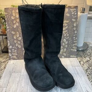 UGG‎ BOOTS Australia 1891 Tall Suede Boots Women's 8 Sheepskin Lined Black 13"